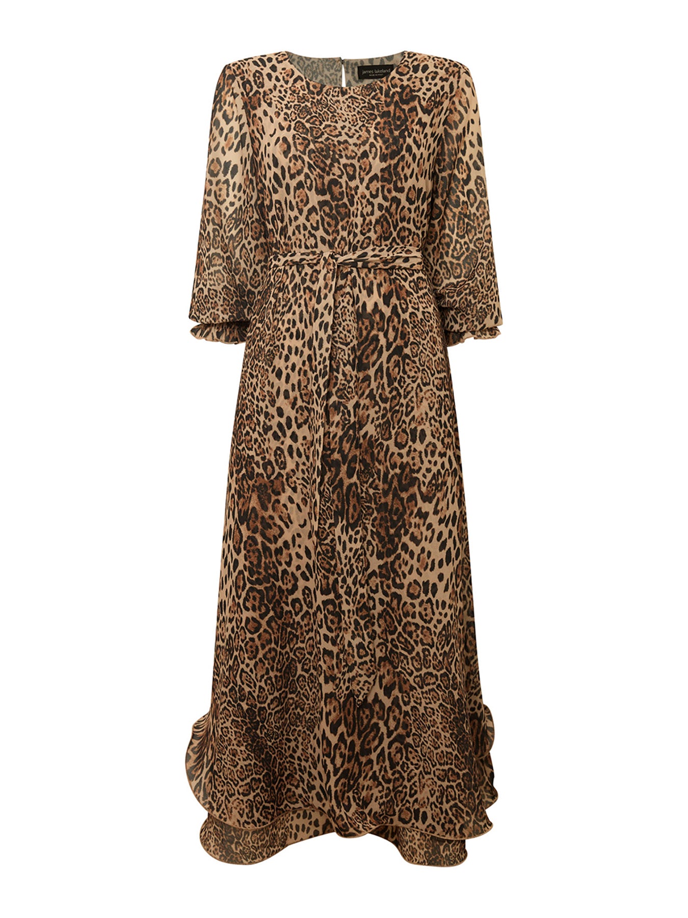 Leopard Wave Hem Maxi Dress Brown