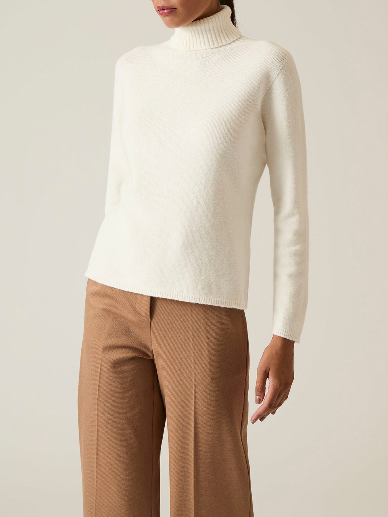 Polo Neck Jumper White