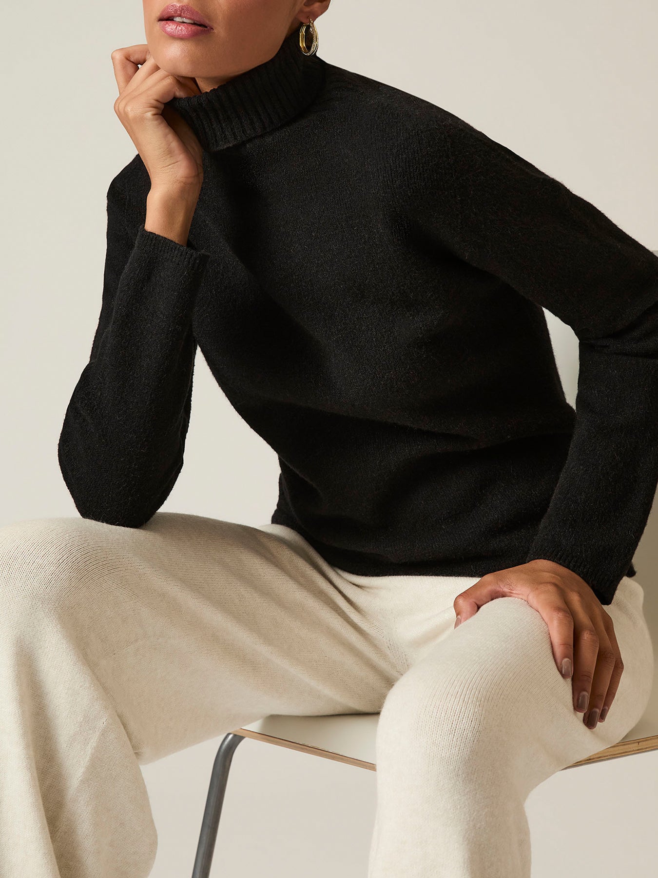 Polo Neck Jumper Black