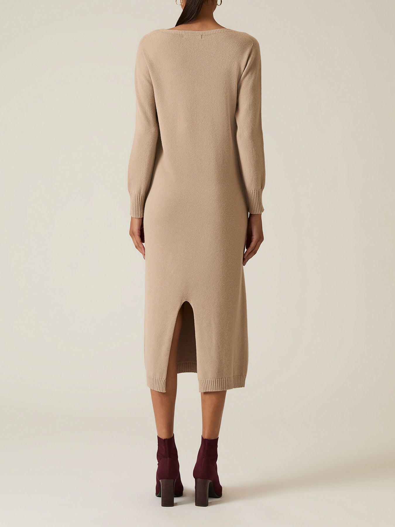 Knitted Midi Dress Taupe