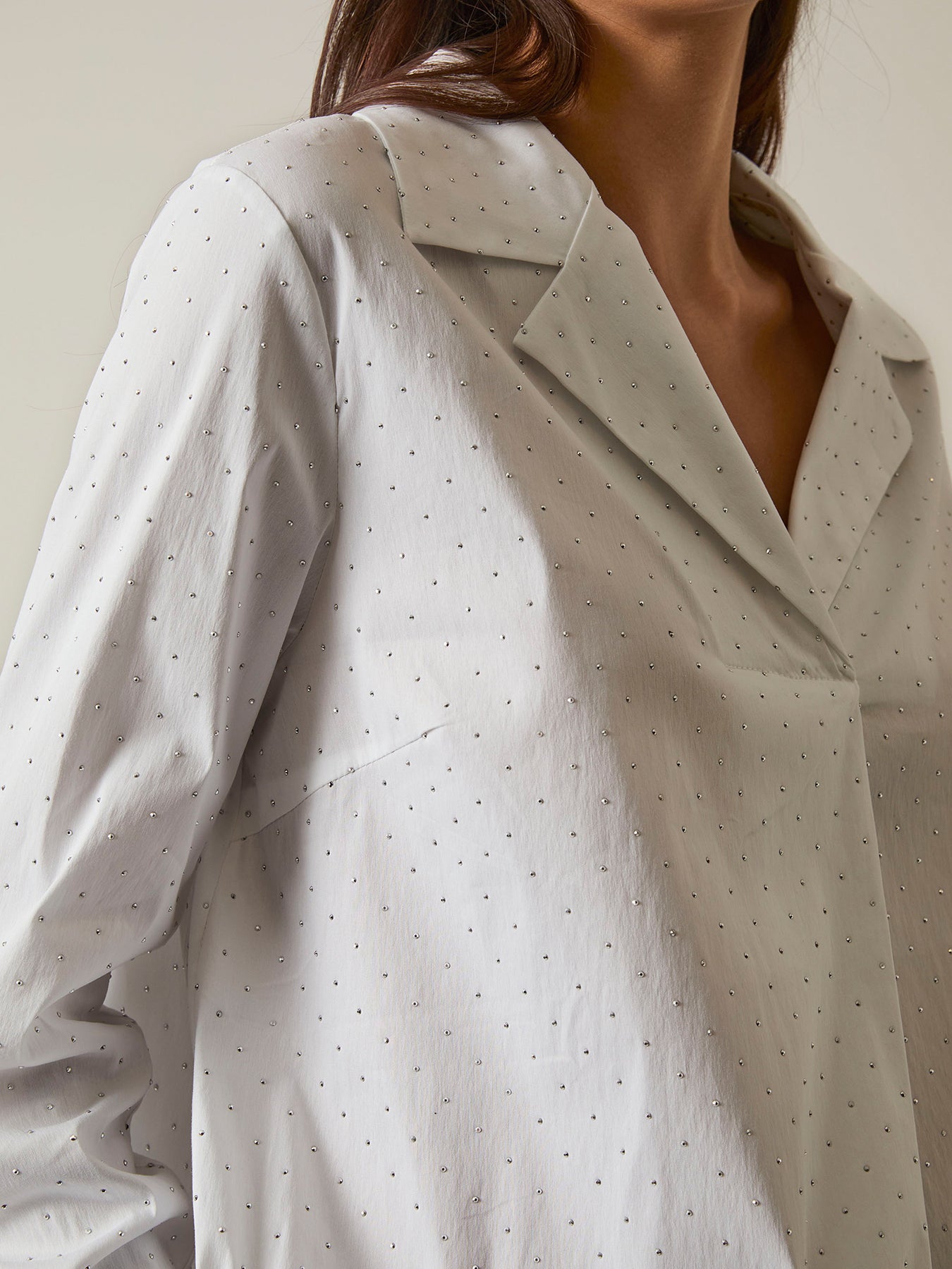 Embellished Cotton Shirt White