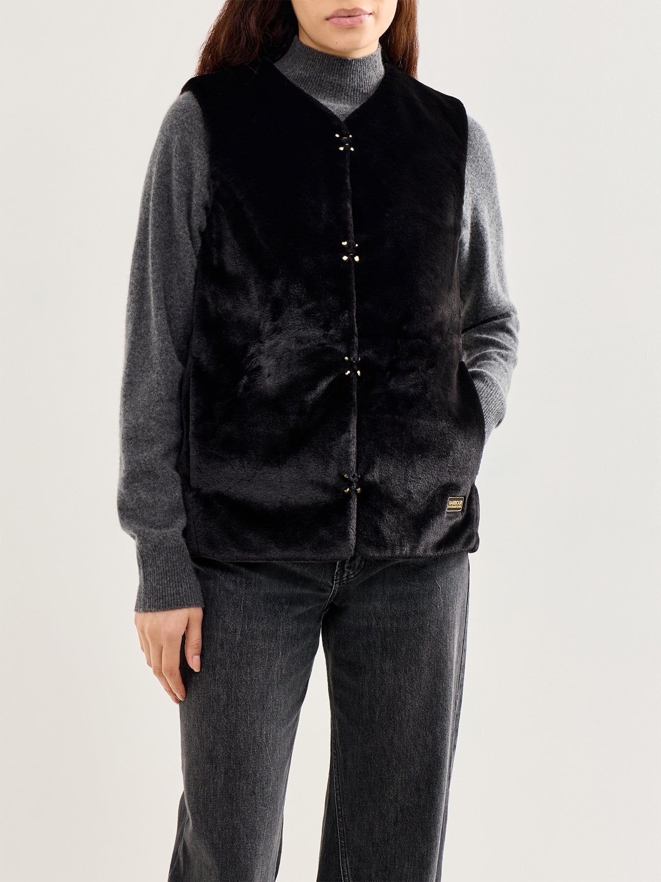 Milan Fur Trim Gilet Black