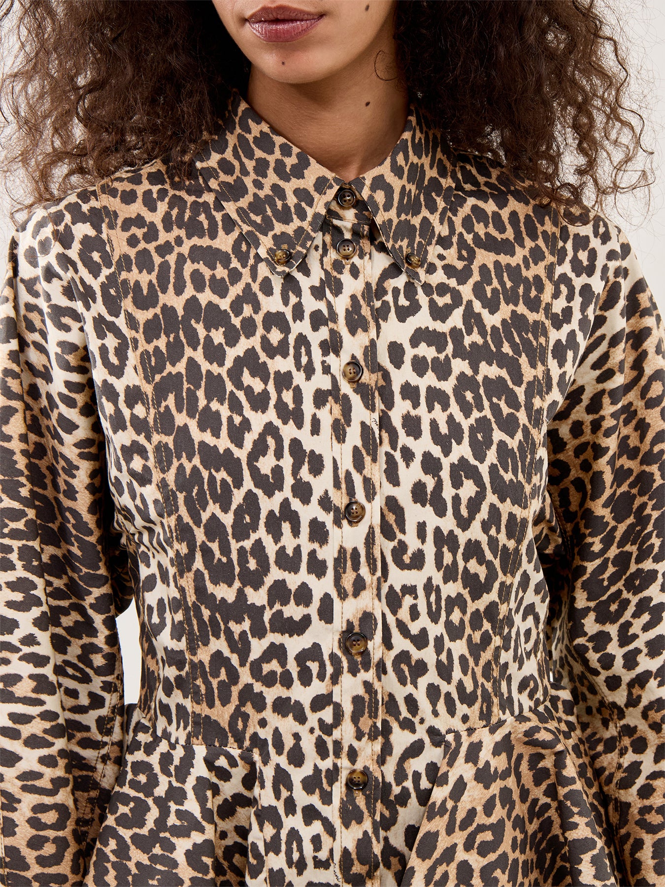Printed Cotton Peplum Shirt Multi