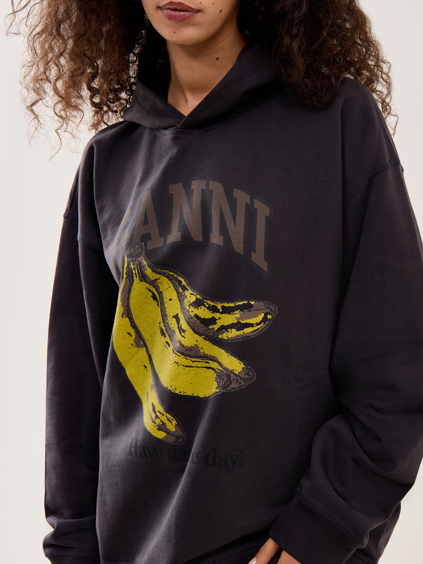 Banana Print Isoli Hoodie Black