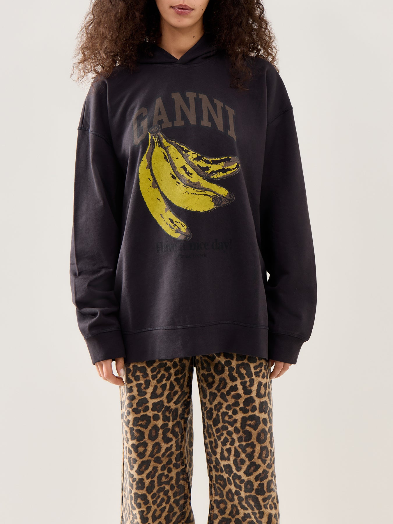 Banana Print Isoli Hoodie Black