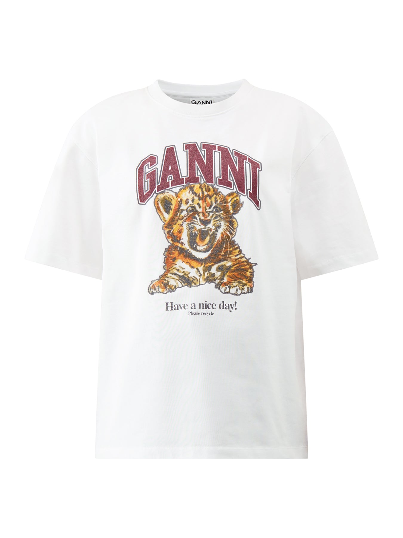 Heavy Cotton Jersey Beaded Baby Tiger Print White