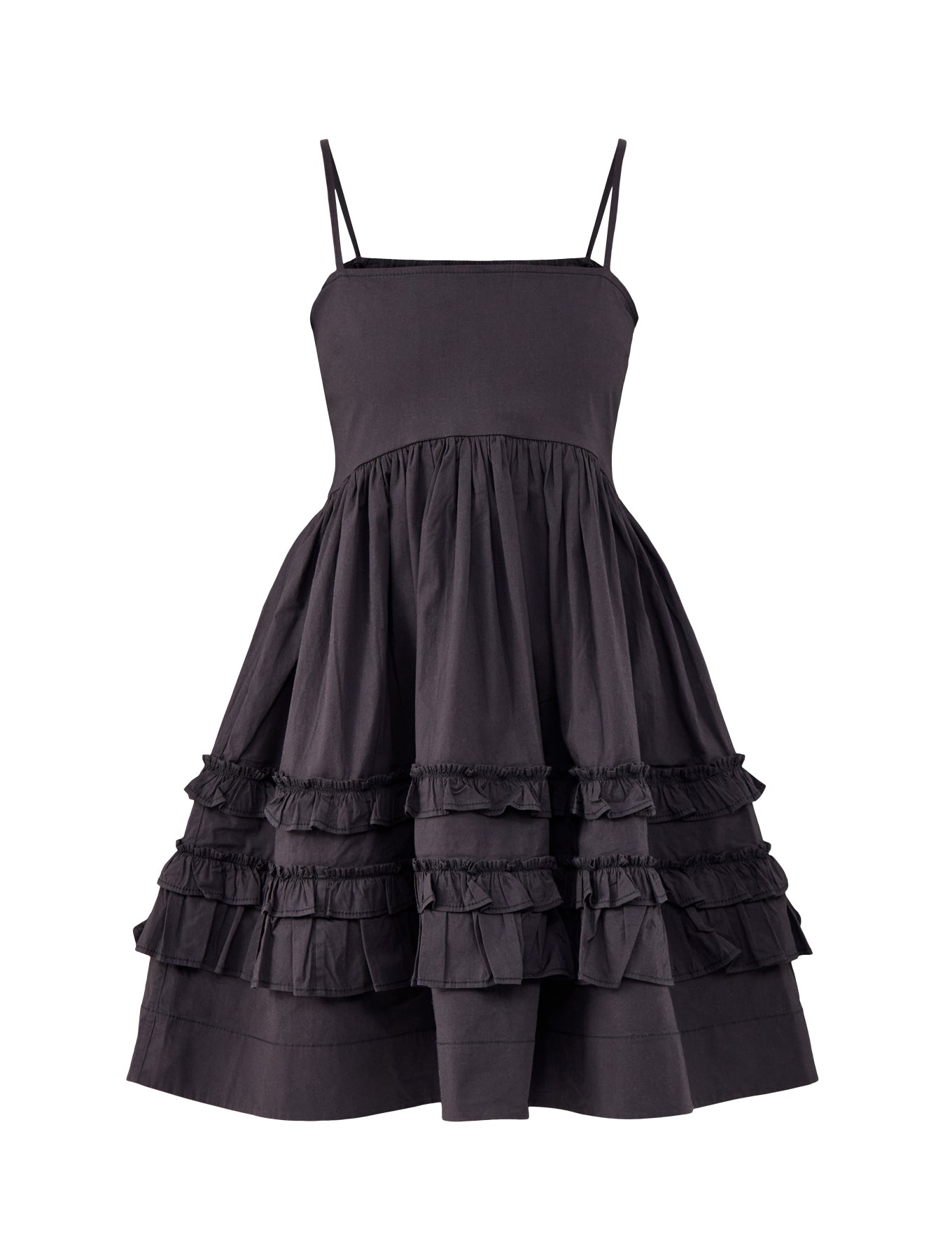 Stretch Cotton Mini Strap Dress Black