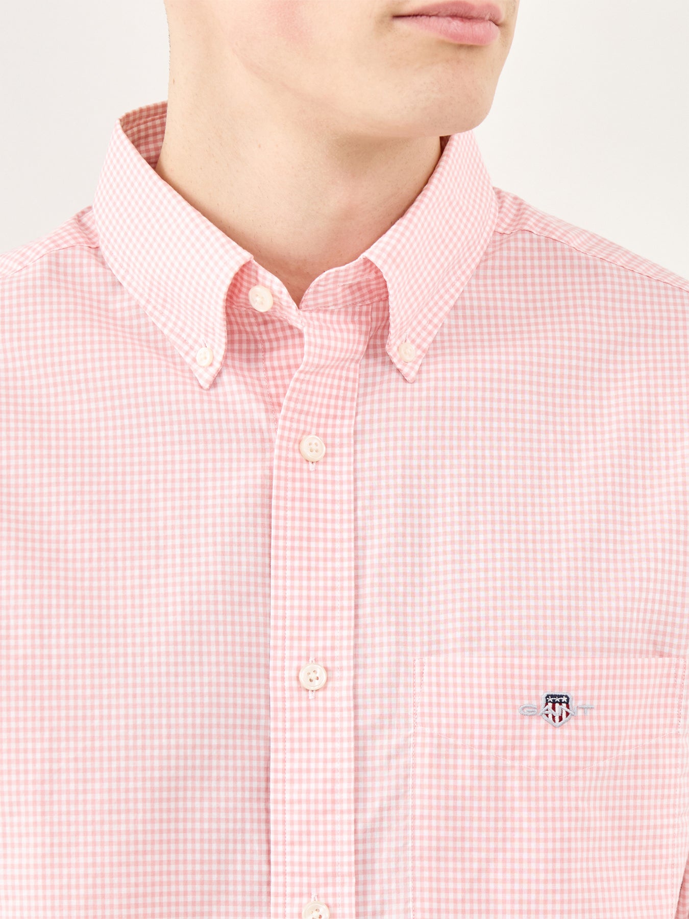 Poplin Gingham Shirt Washed Pink