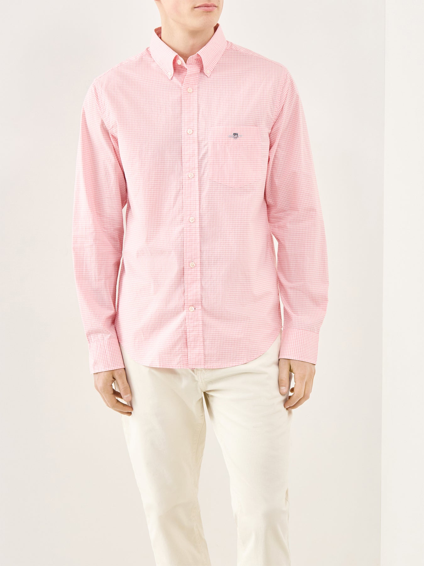 Poplin Gingham Shirt Washed Pink