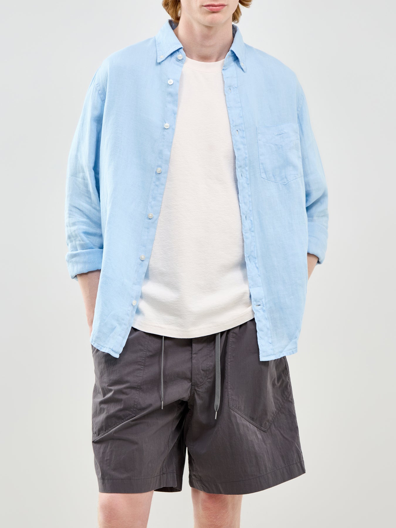 Garment Dyed Linen Shirt Blue