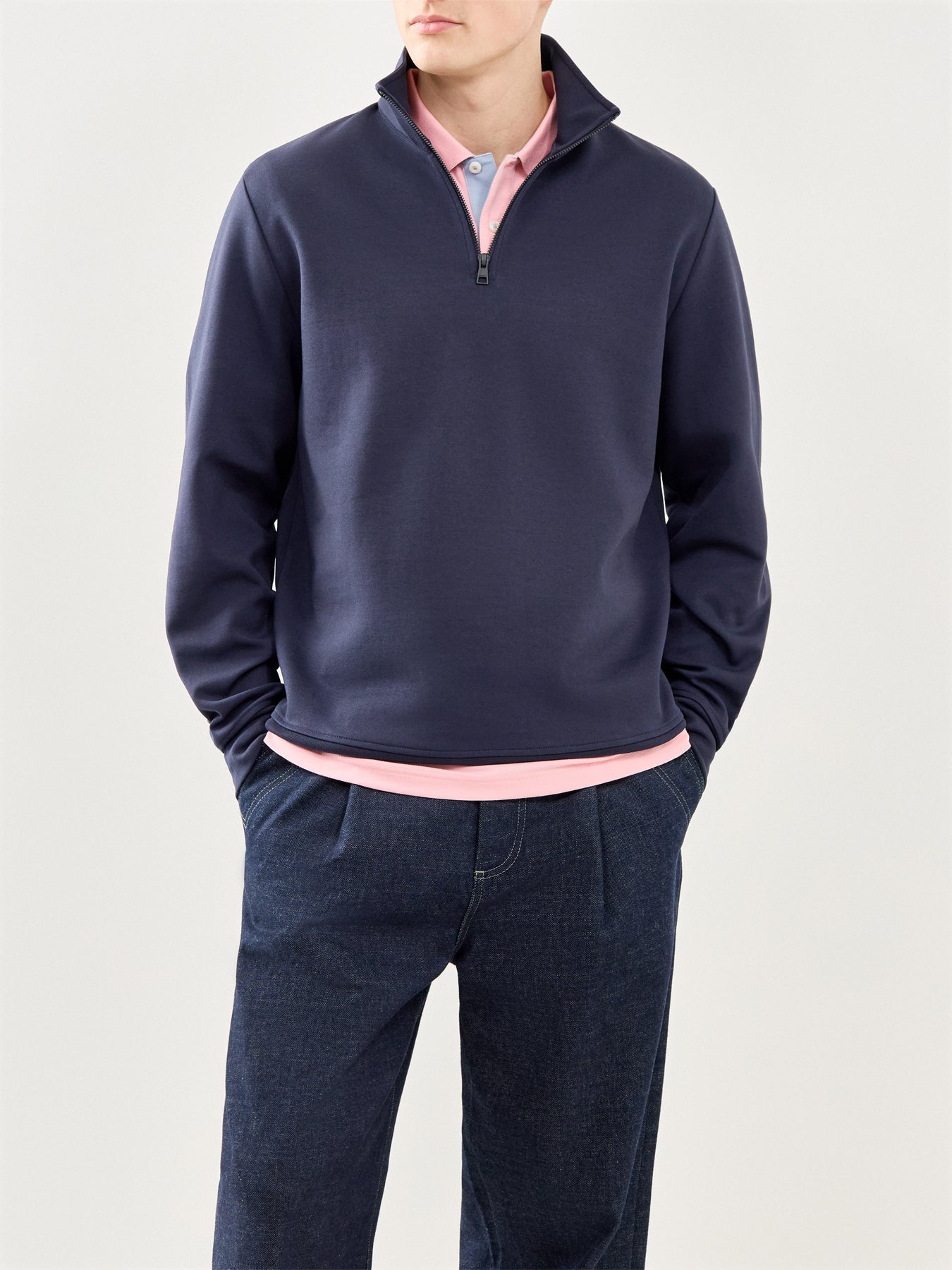 GANT Interlock Half Zip Sweatshirt Evening Blue