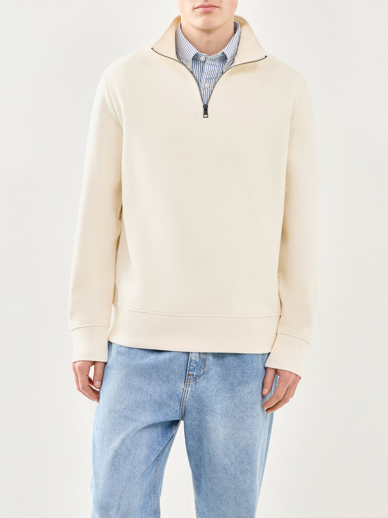 GANT Interlock Half Zip Sweatshirt Cream