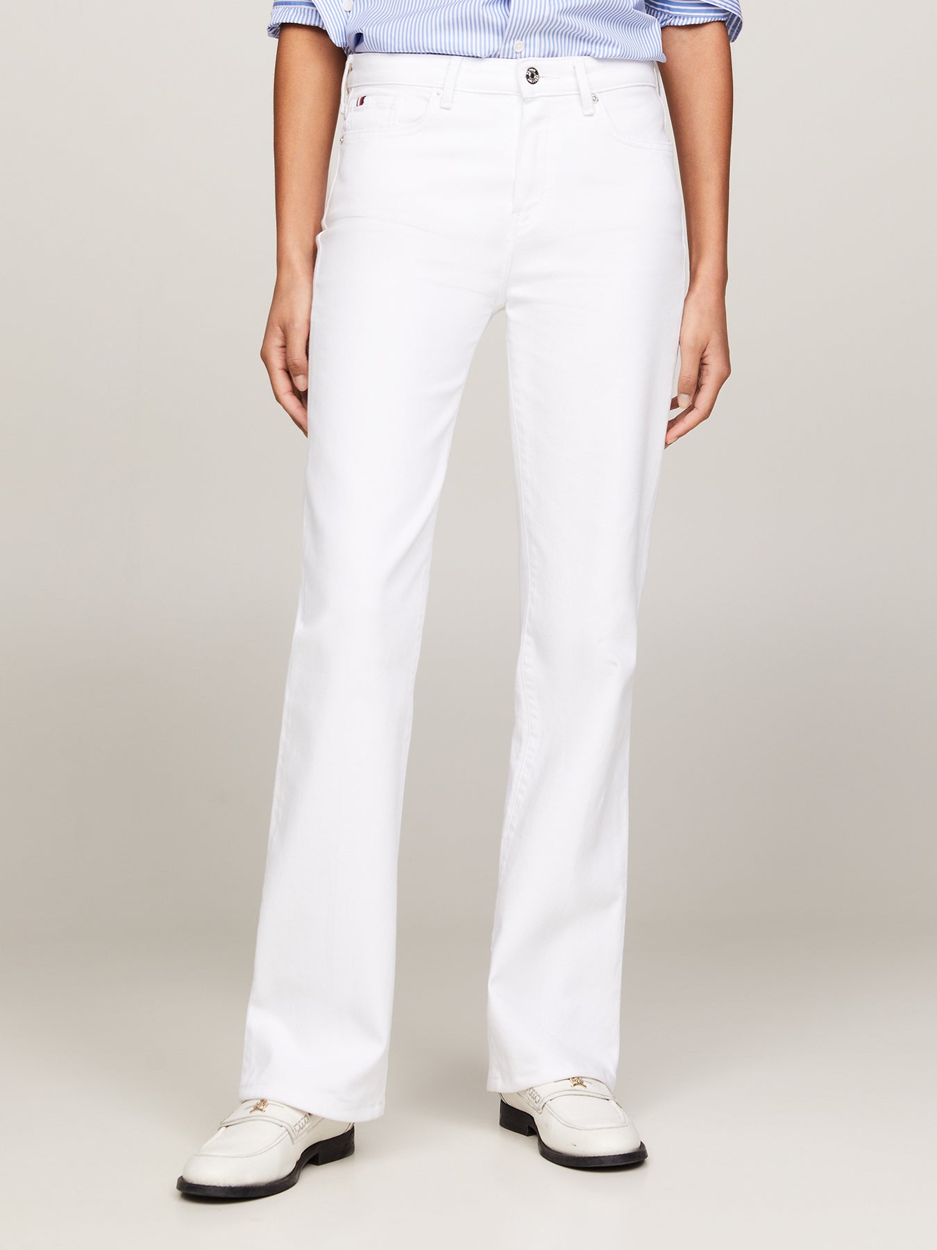 Mid-Rise Bootcut Jeans White