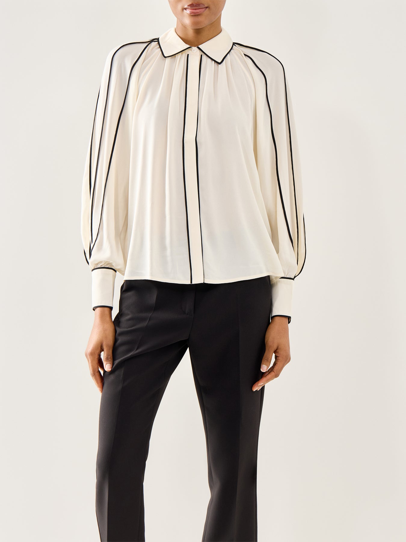 Bea Contrast Edge Chiffon Blouse