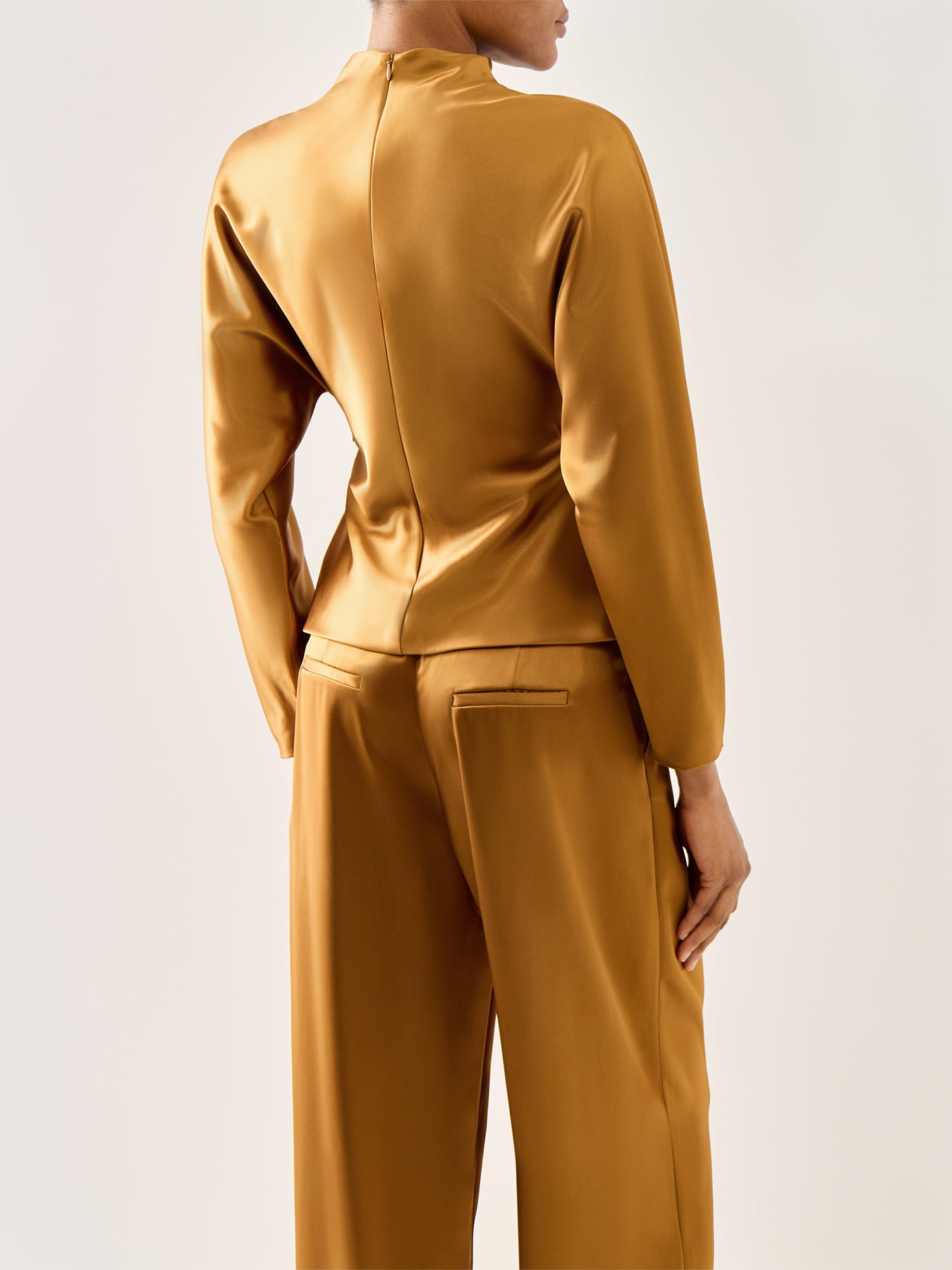 Zora Barrel Sleeve Satin Blouse