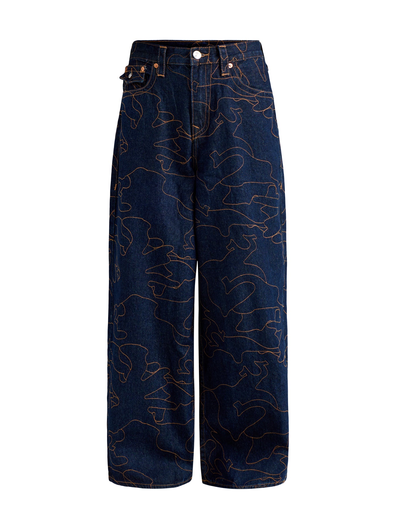 Mikey Flap All Over Embroidery Jeans Navy