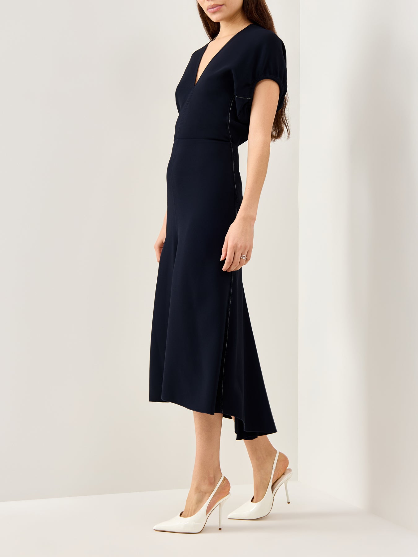 Blouson Detail Midi Dress