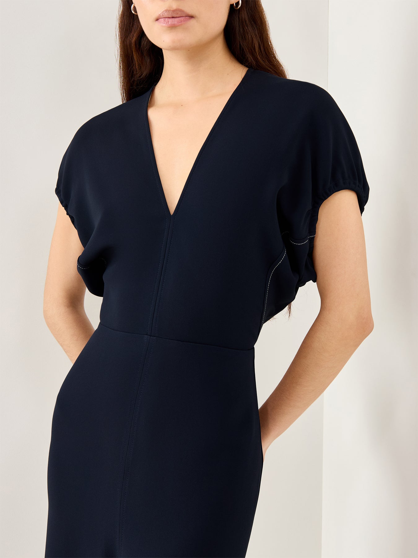 Blouson Detail Midi Dress
