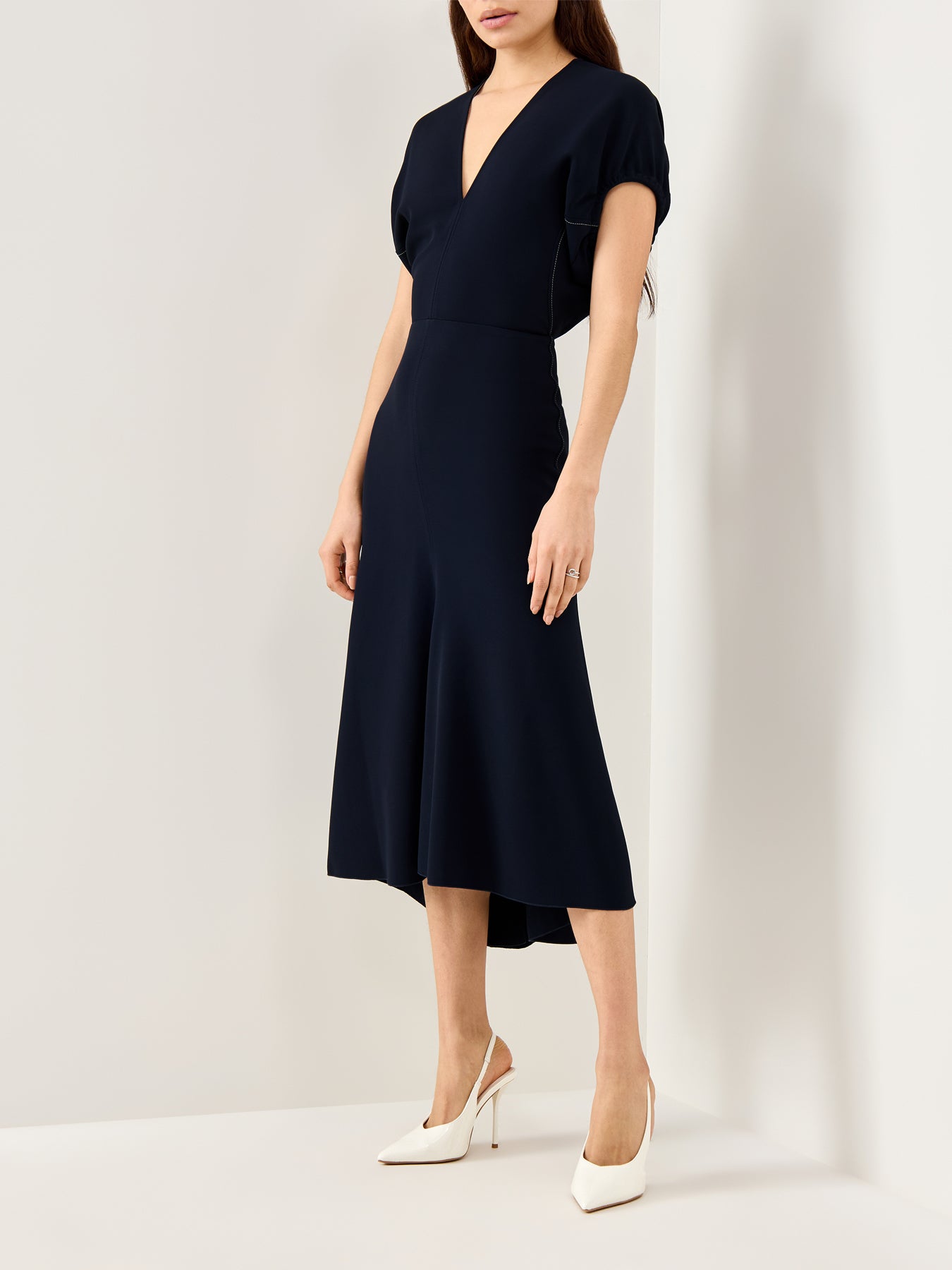 Blouson Detail Midi Dress