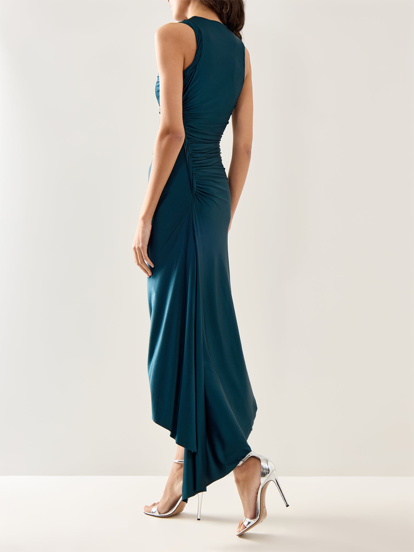 Sleeveless Twist Detail Dress Dark Teal Green