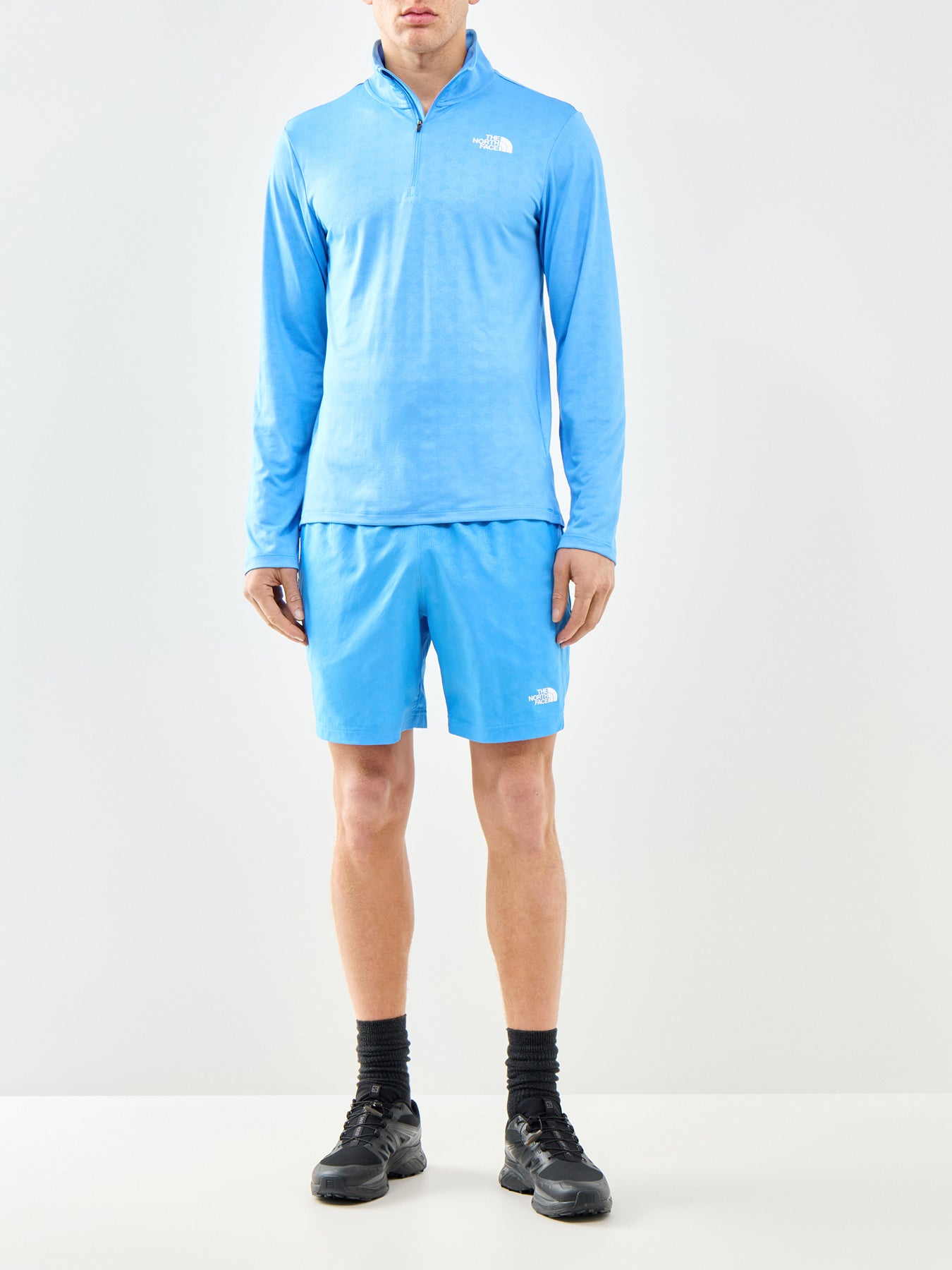Pentadome Embossed 1/4 Zip Tee Blue