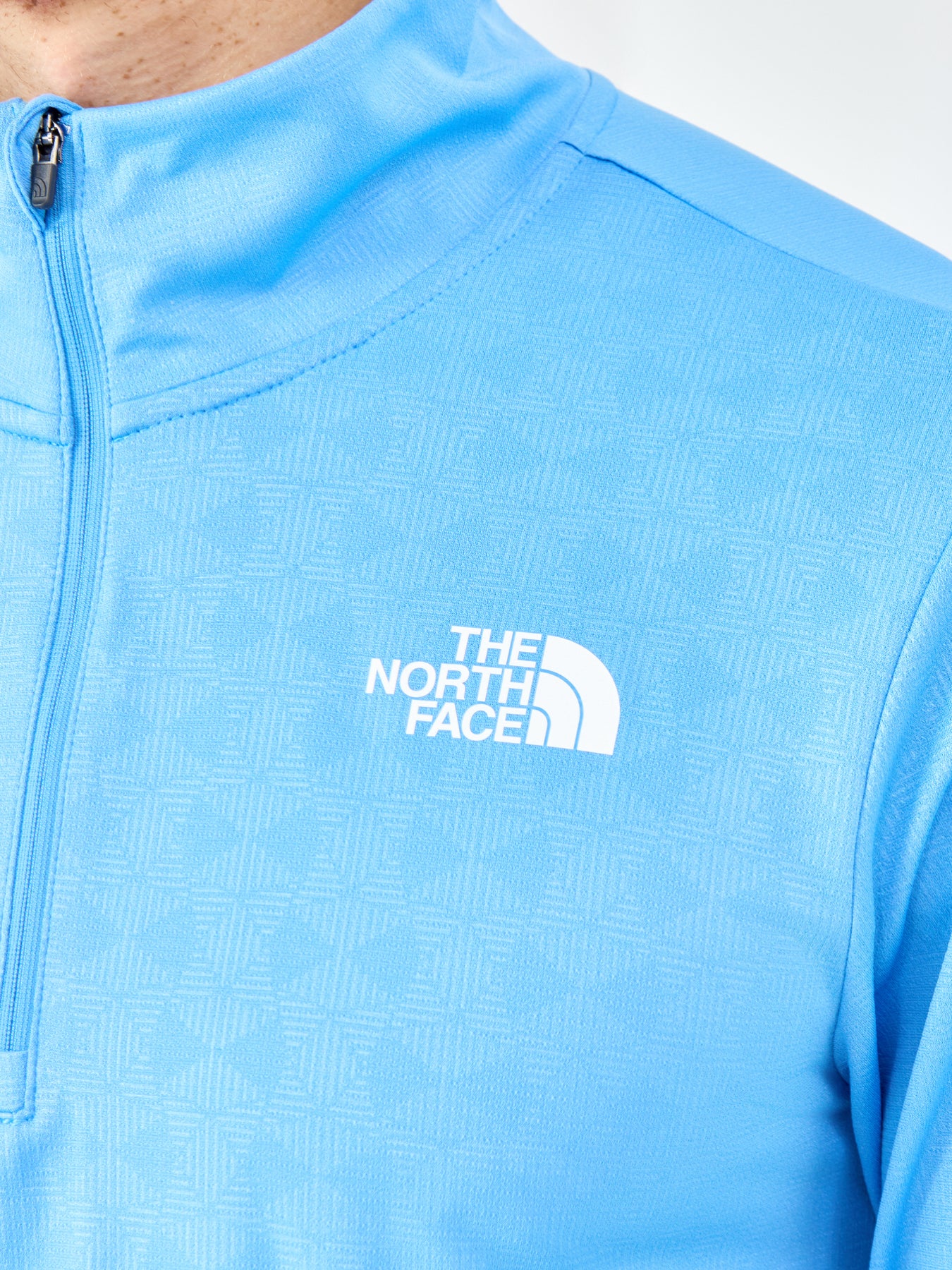 Pentadome Embossed 1/4 Zip Tee Blue