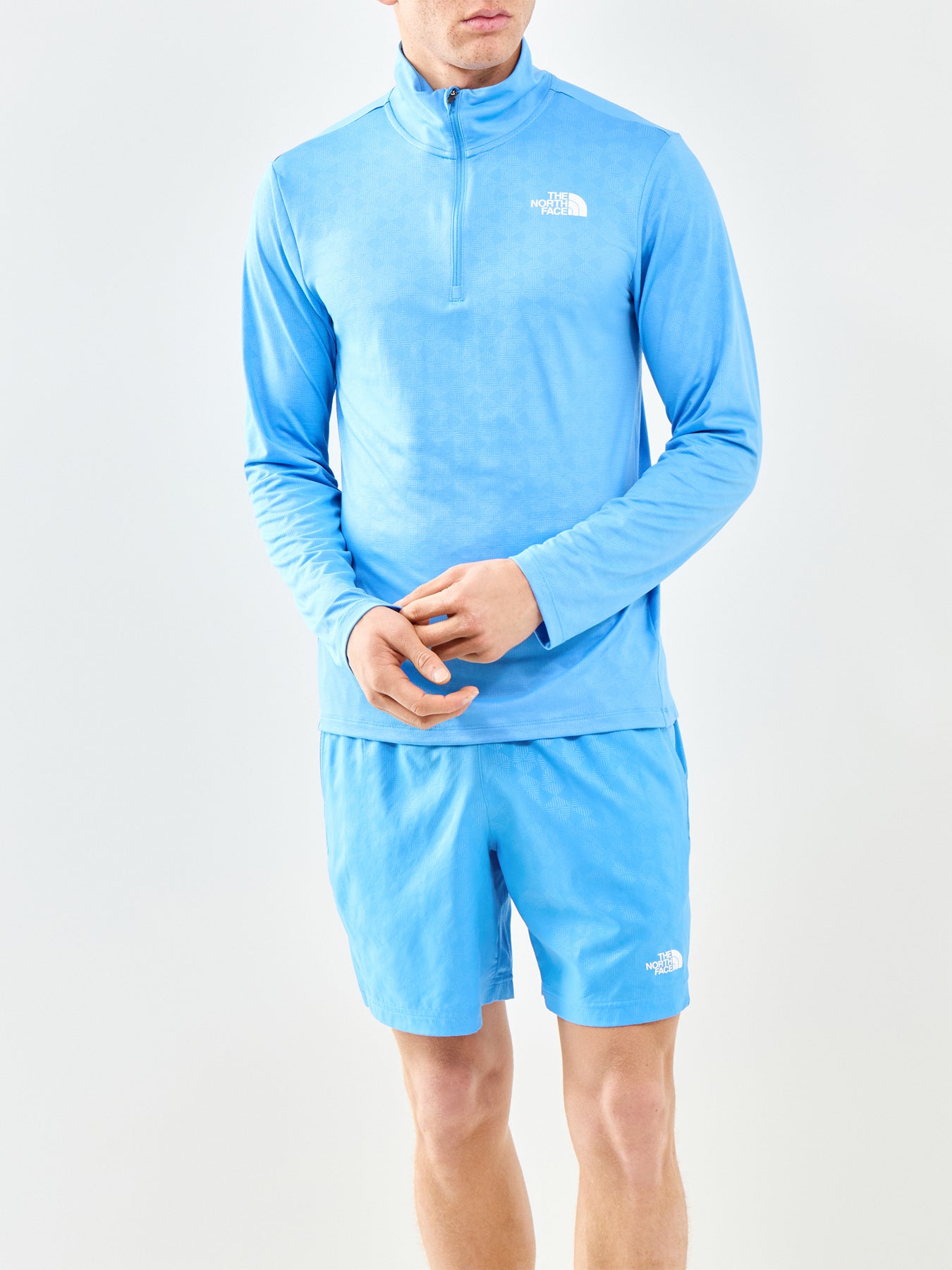 Pentadome Embossed 1/4 Zip Tee Blue