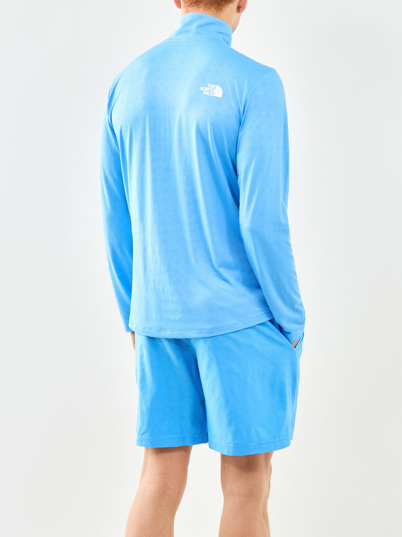 Pentadome Embossed 1/4 Zip Tee Blue