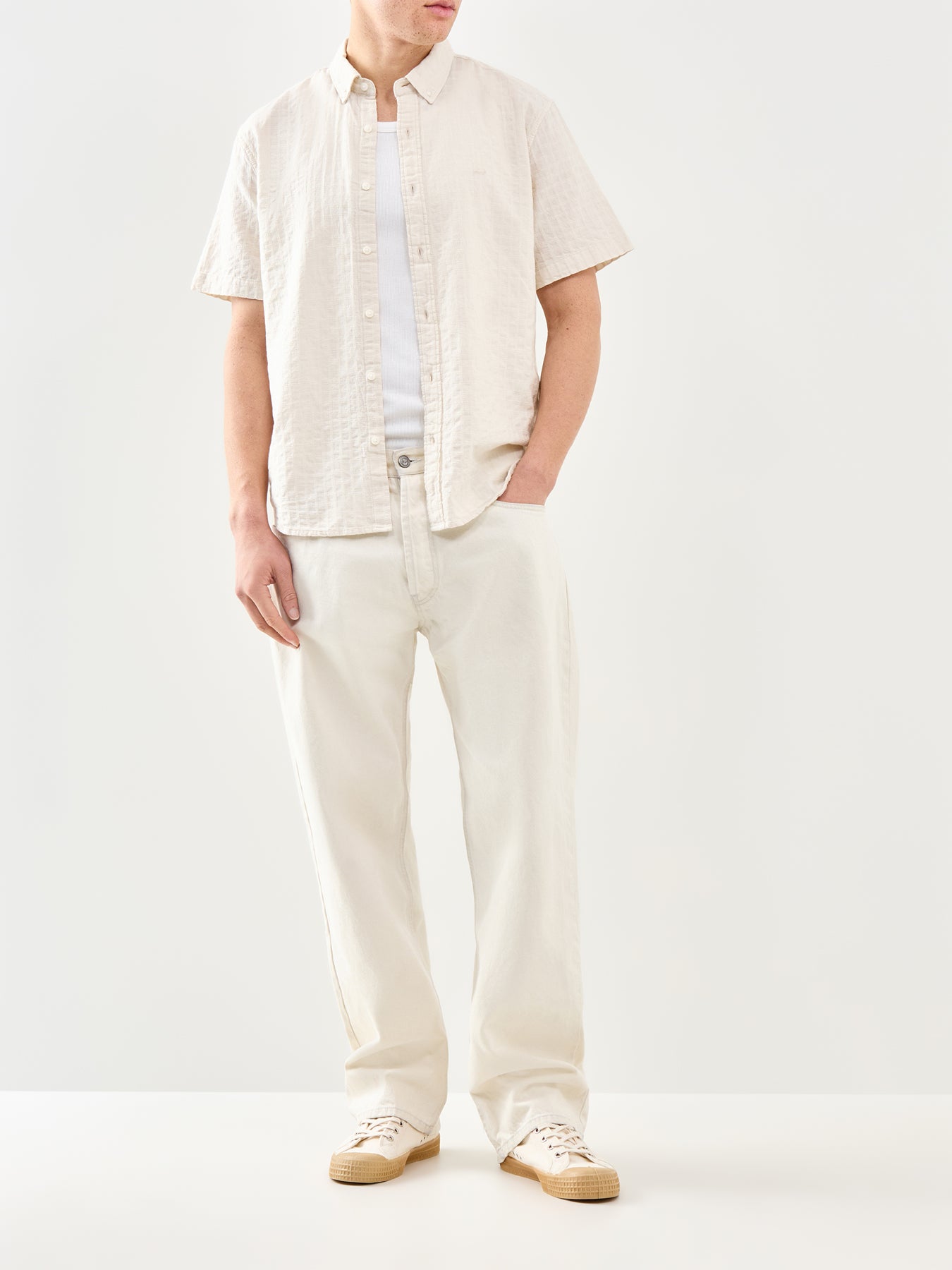 Authentic Button Down Short Sleeve Shirt White