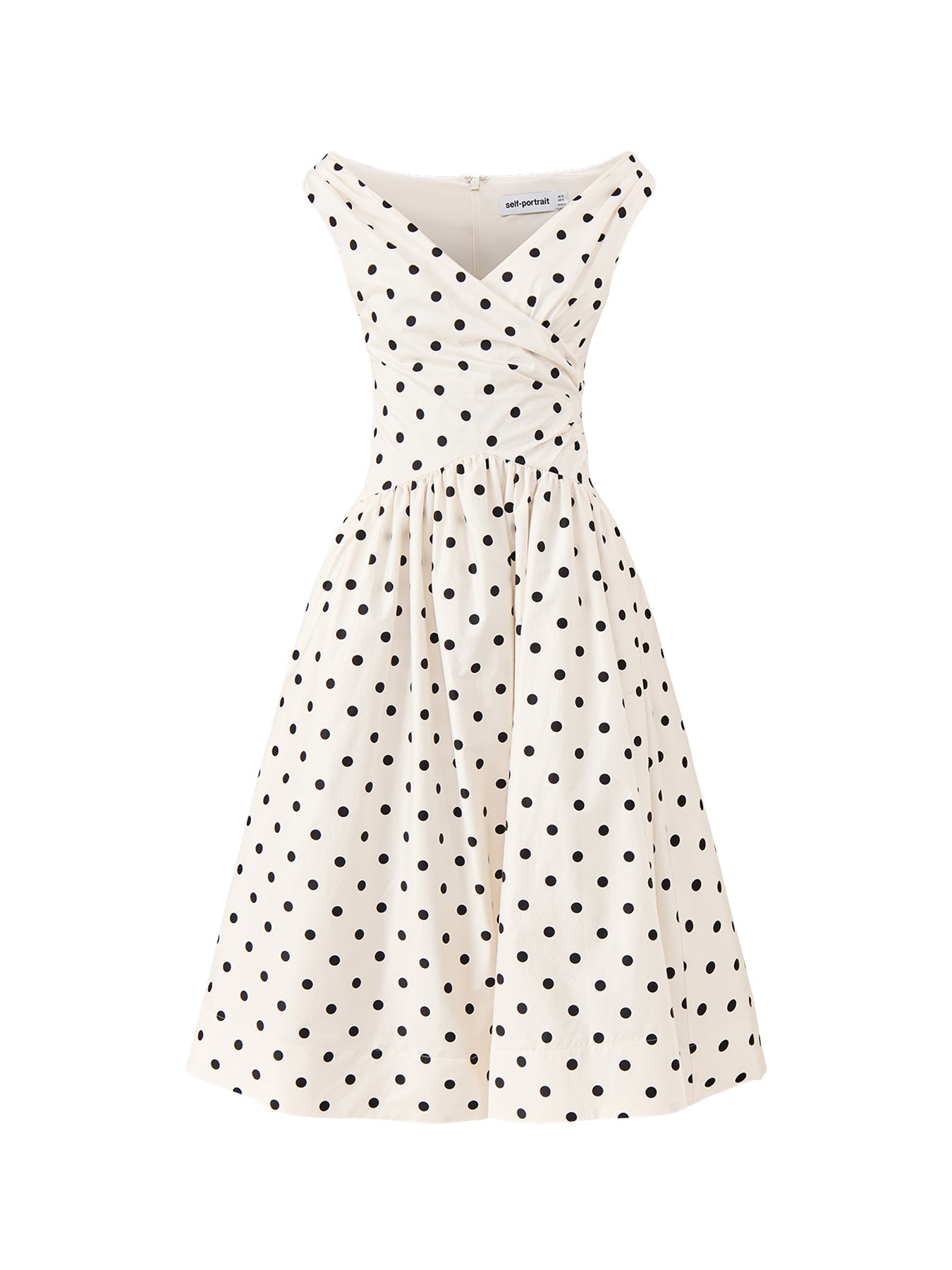 Polka Dot Cotton Midi Dress Cream