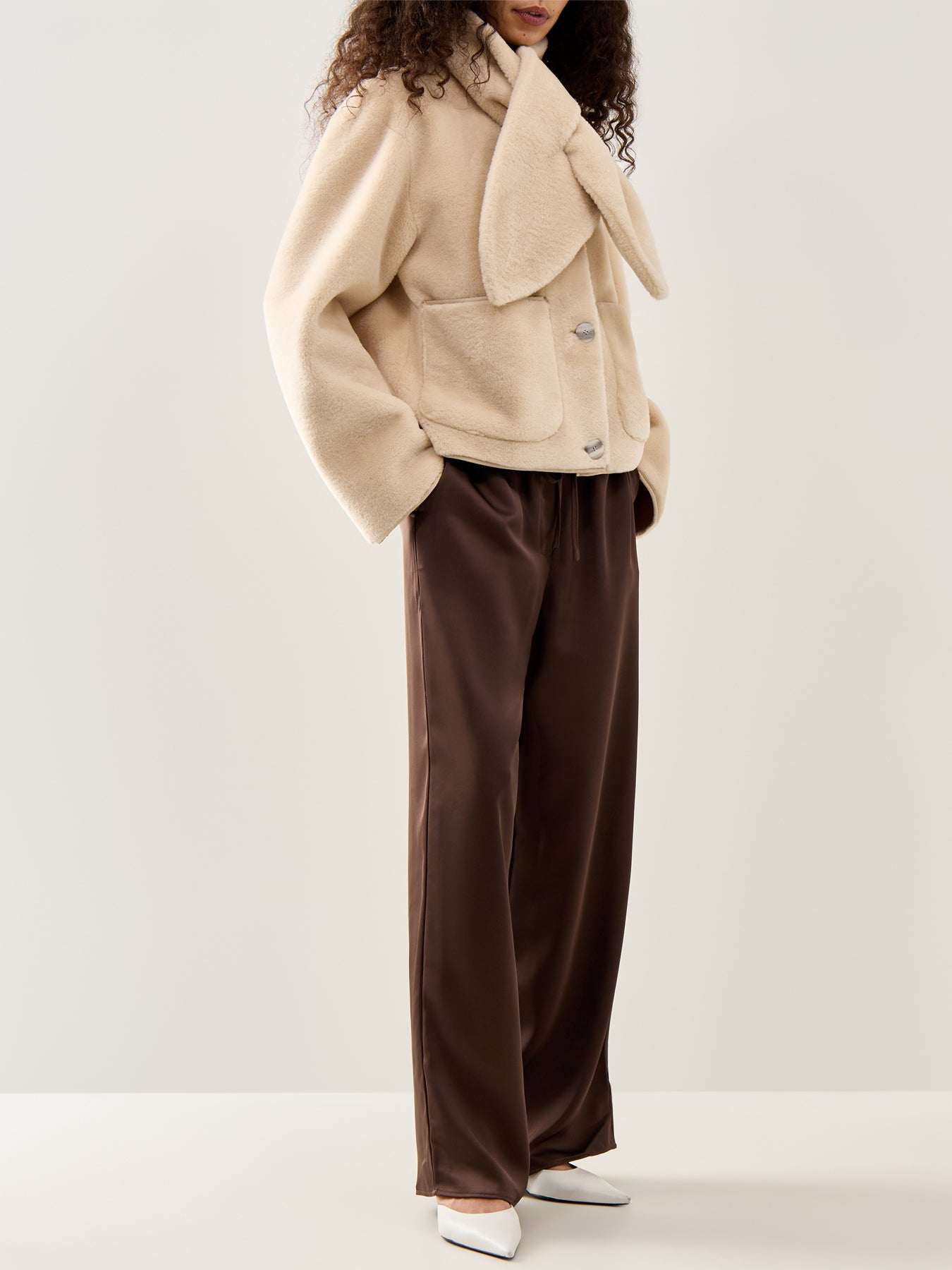 Breya Drawstring Satin Trouser Bronze