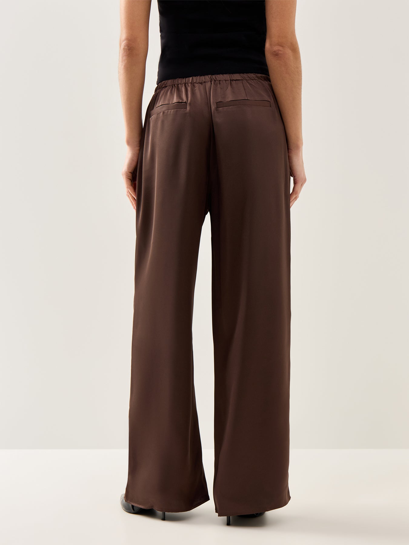 Breya Drawstring Satin Trouser Bronze