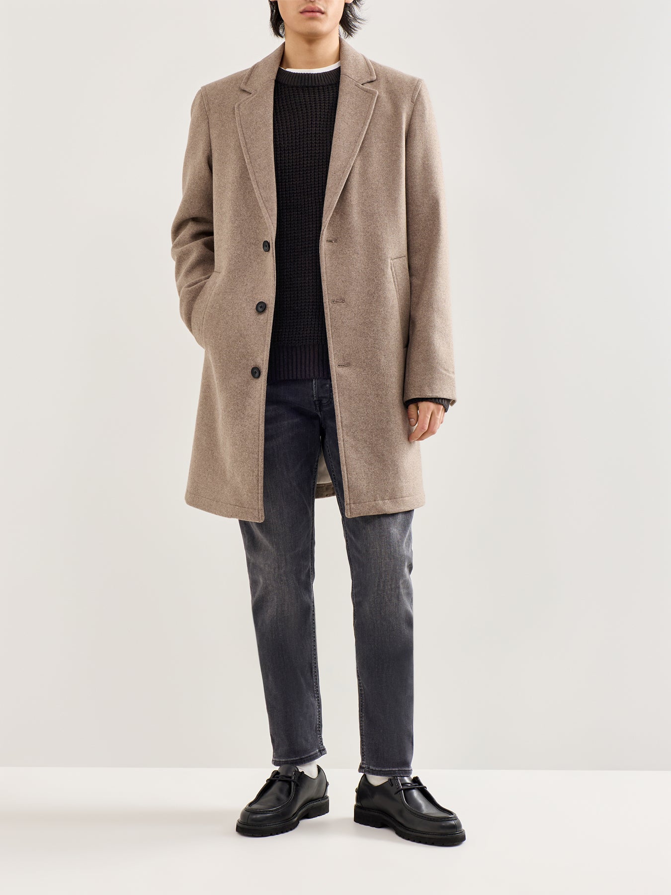 Wool Blend Overcoat Beige