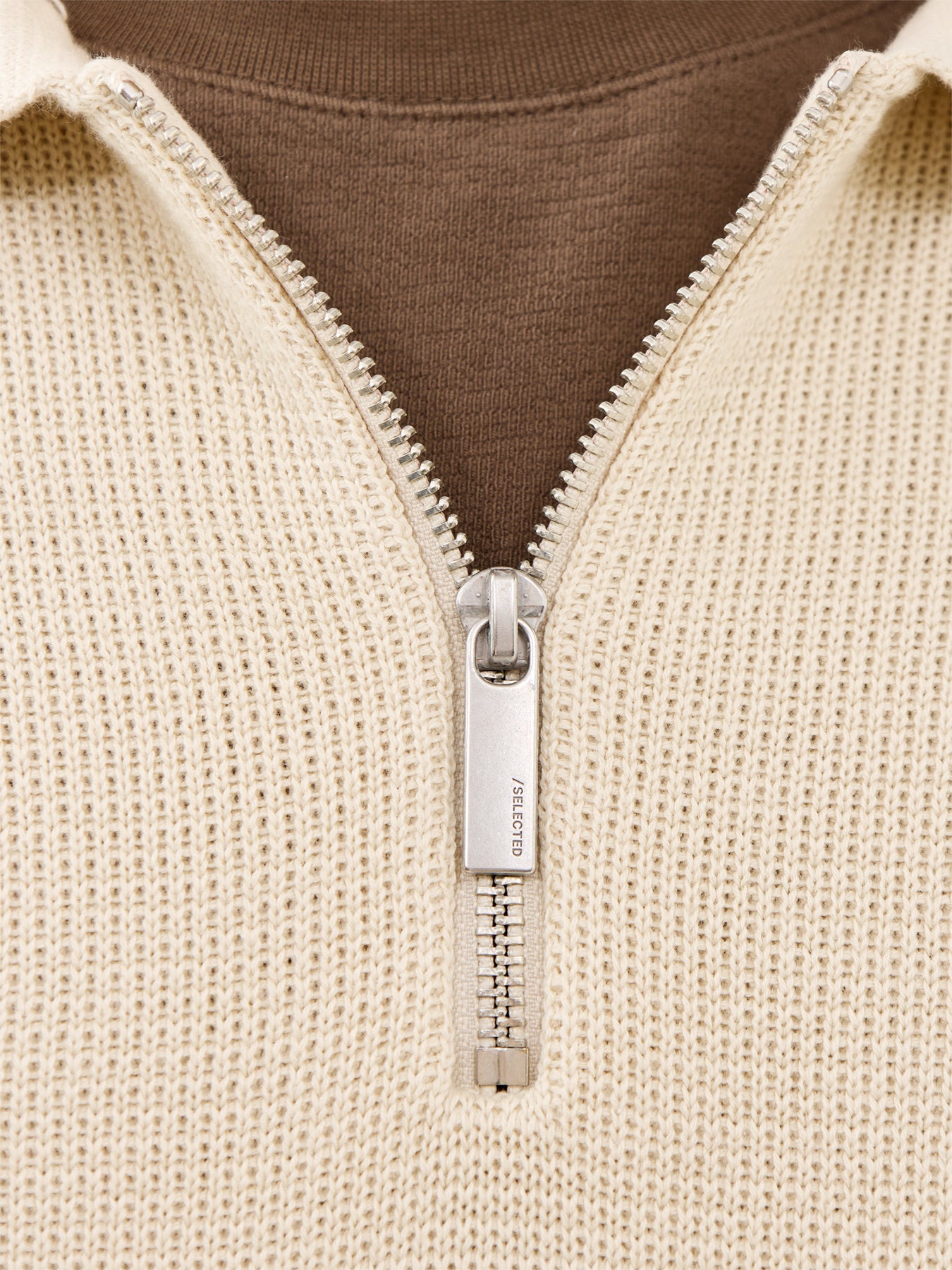Structured Half Zip Polo Cream