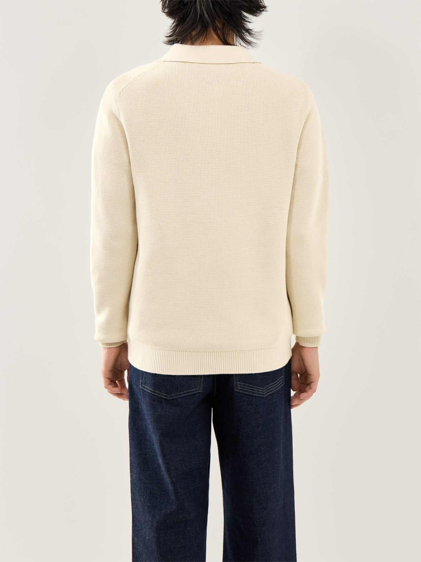 Structured Half Zip Polo Cream