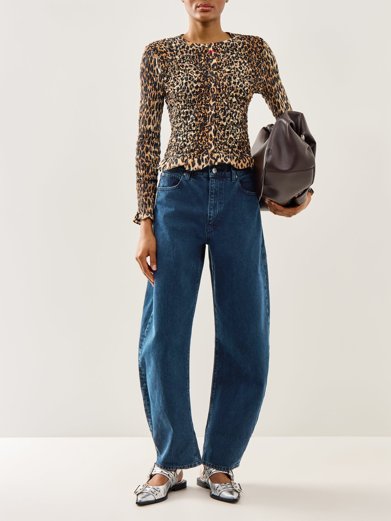 Elliana Smocked Cardigan Leopard