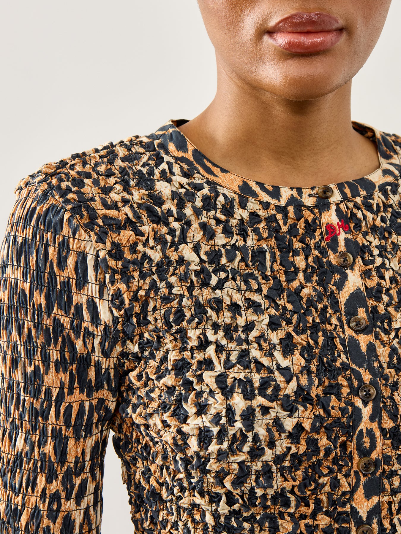 Elliana Smocked Cardigan Leopard