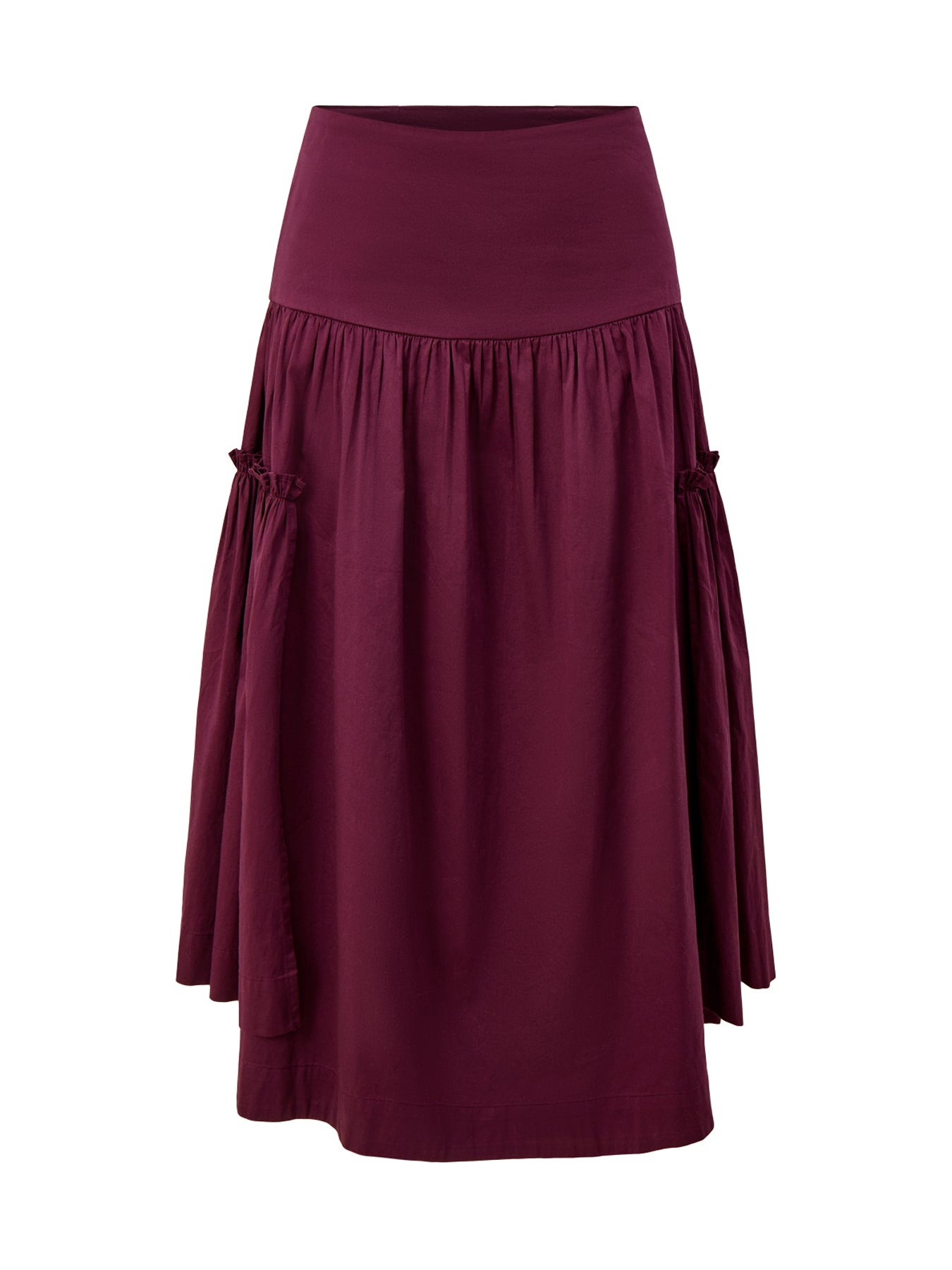 Berta Flared Midi Skirt Burgundy