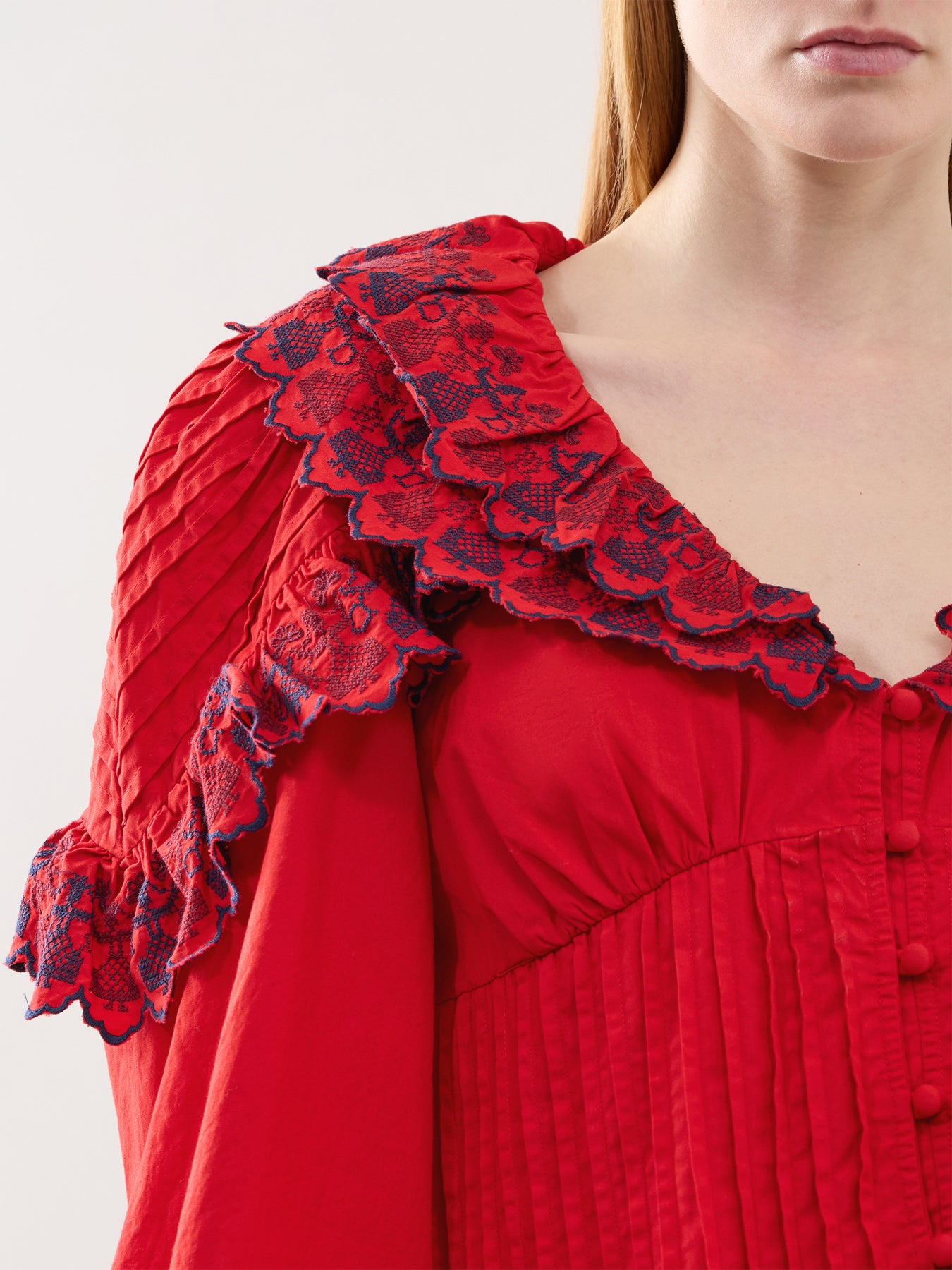 Caroline Long Sleeve Blouse Red