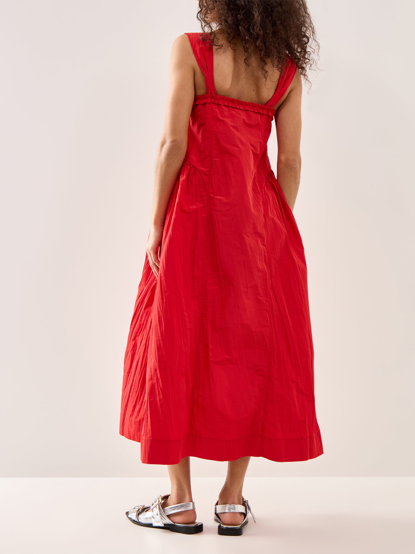 Elina Tafetta Midi Dress Red