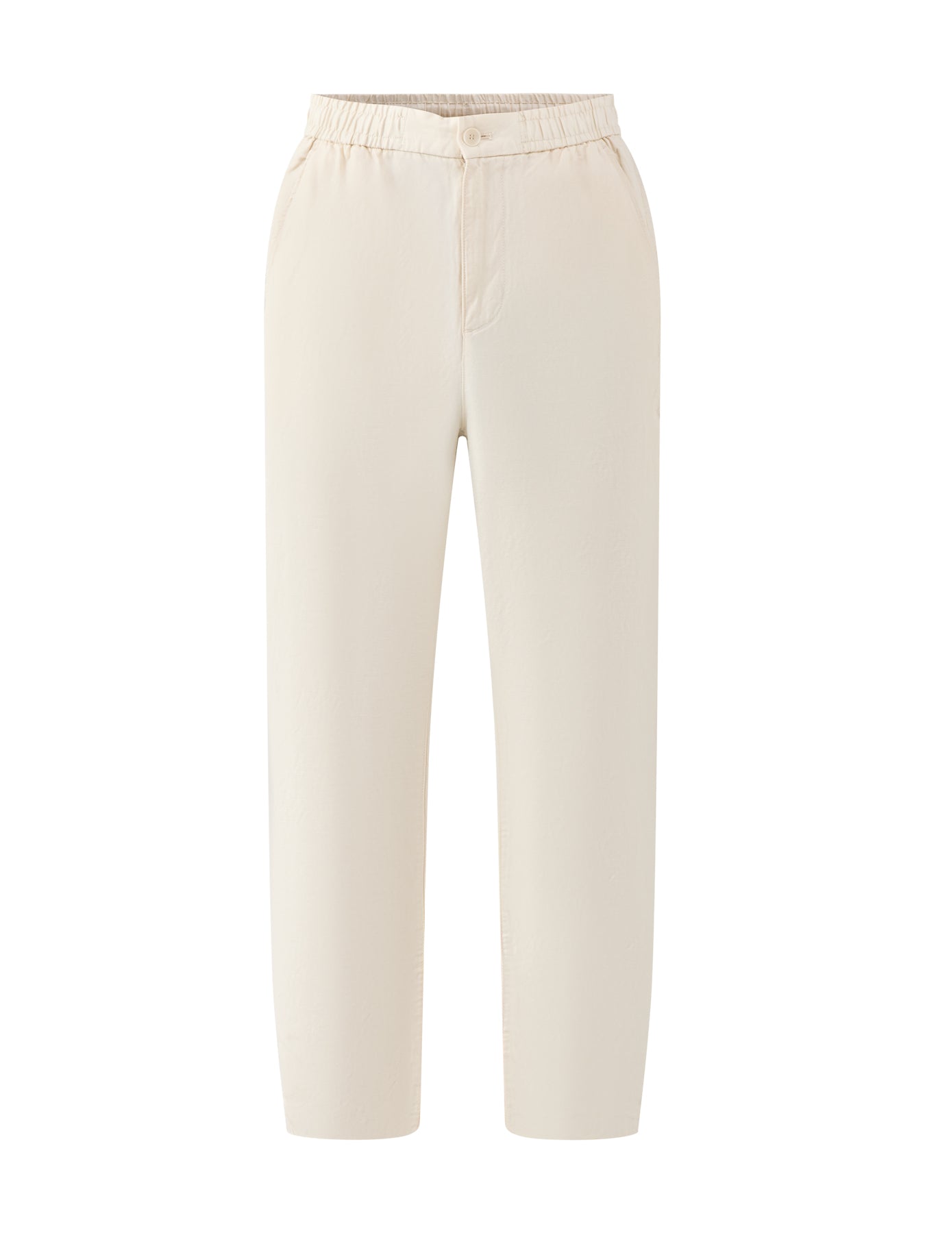Classic Fit Cotton-Linen Trousers Cream