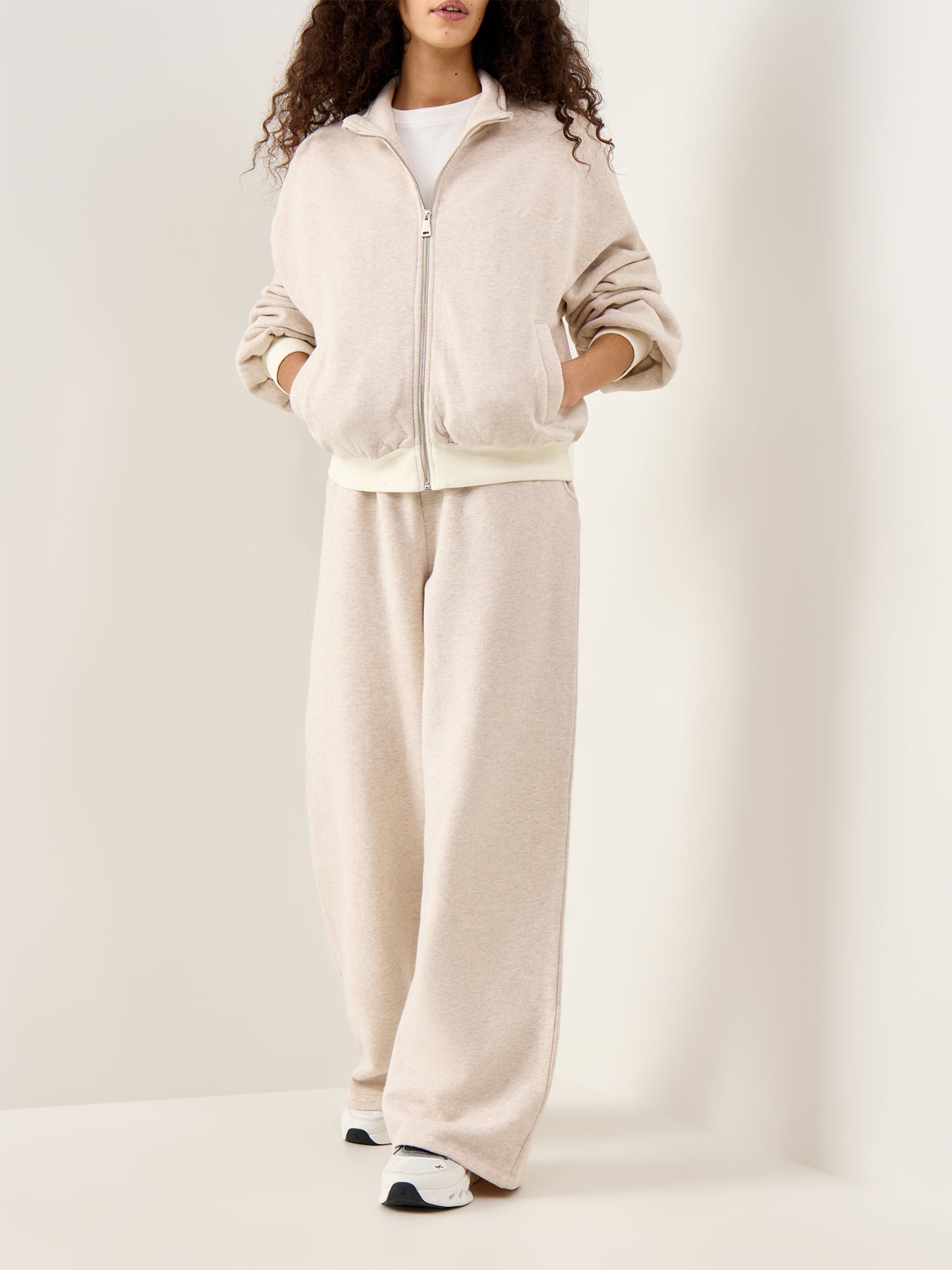 Josefina Contrast Rib Zip Sweat Grey