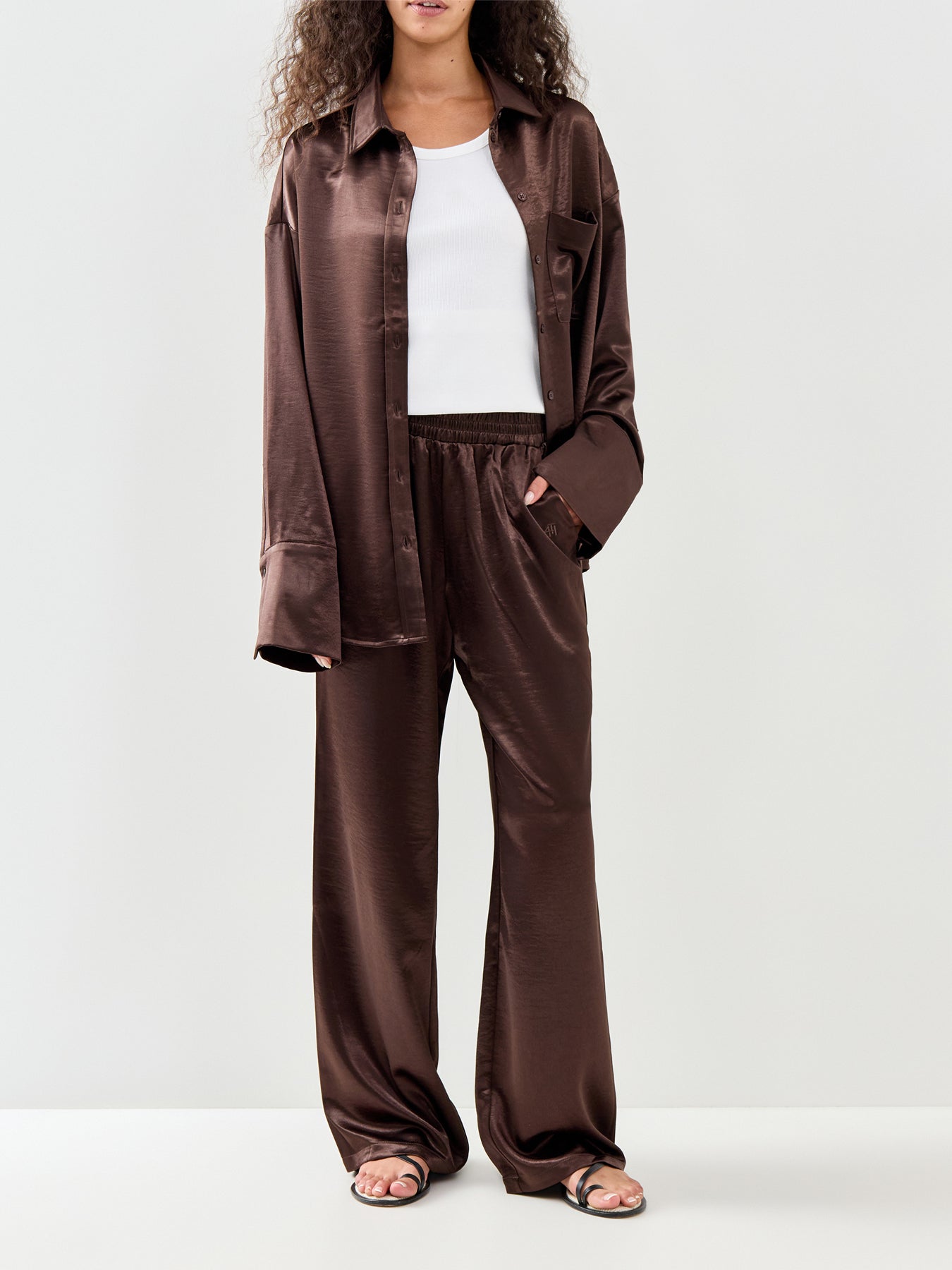 Zelda Satin Shirt Brown