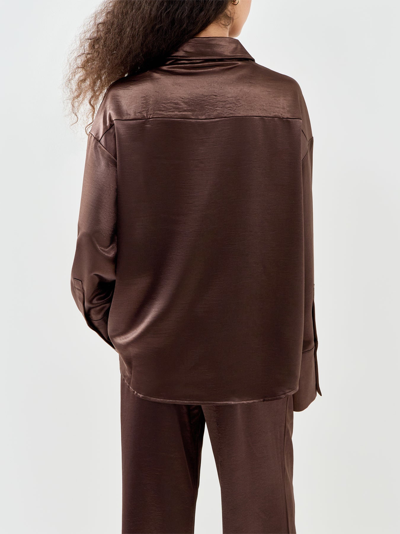 Zelda Satin Shirt Brown