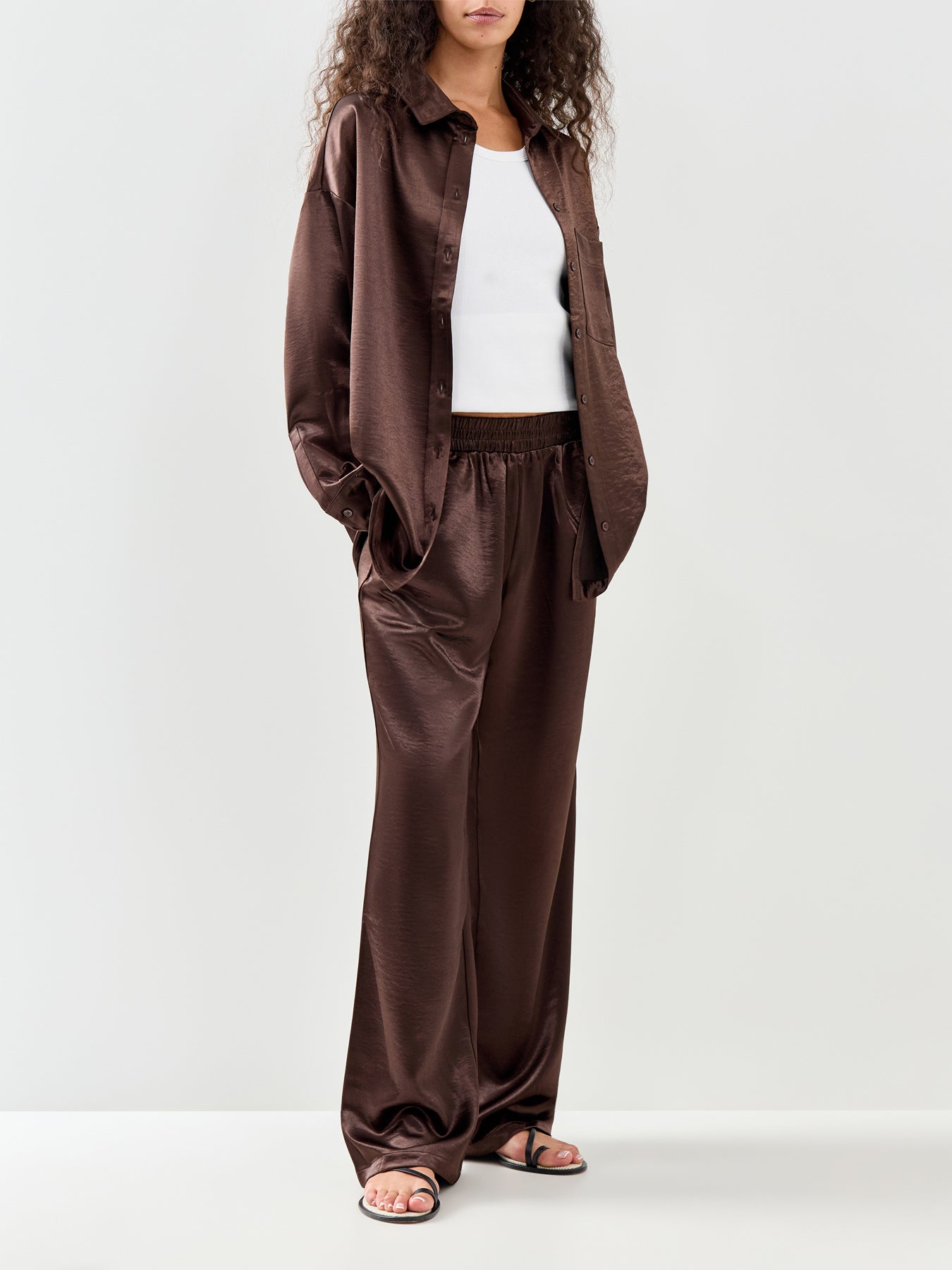 Zelda Satin Trouser Brown