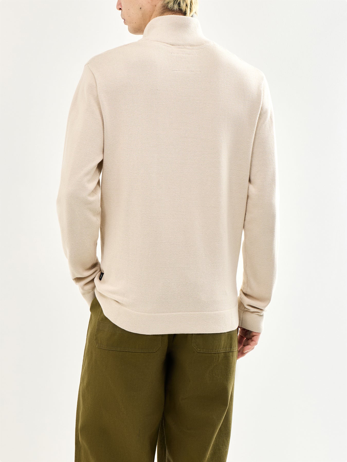 Spring Knit Half Zip Beige