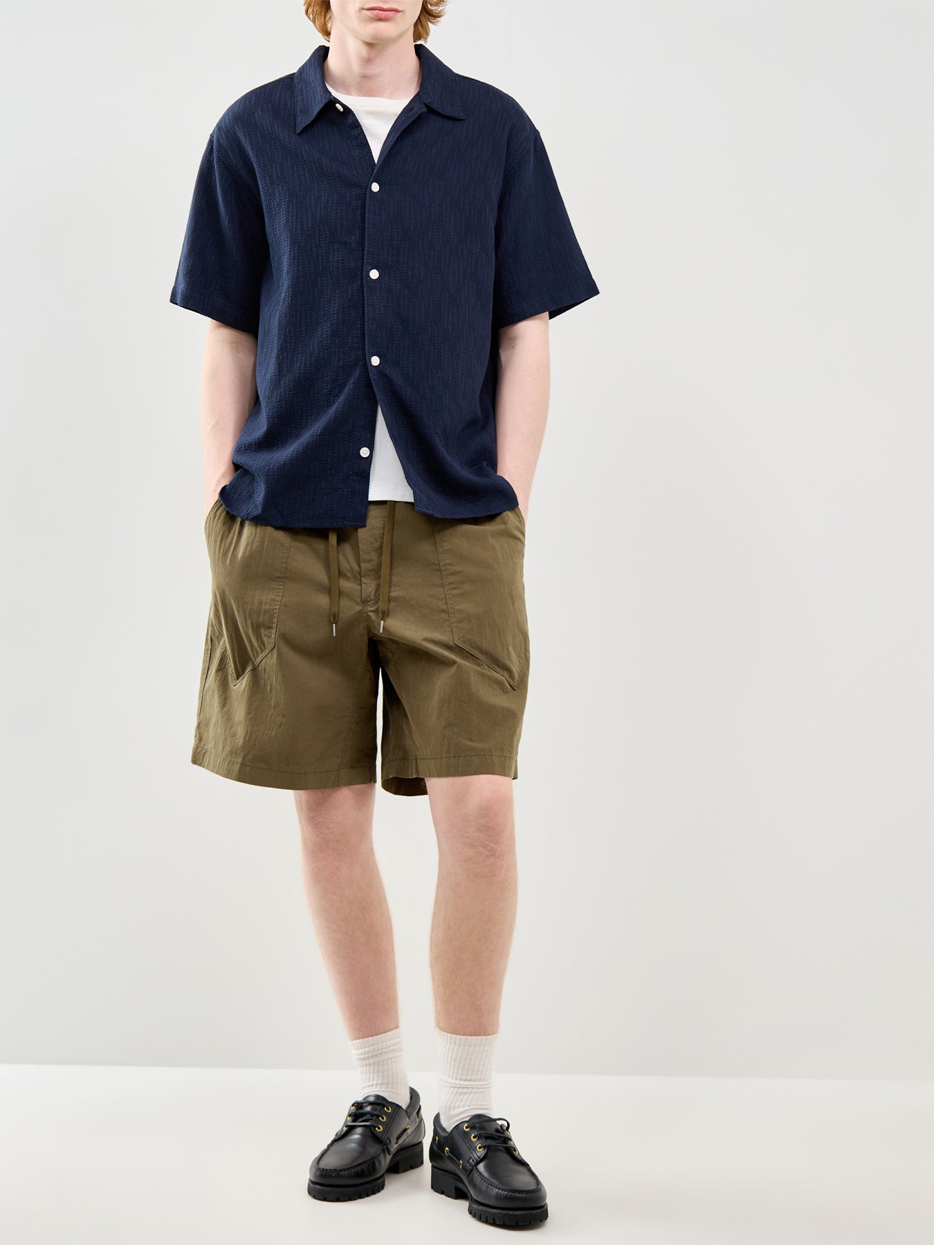 Jormontauk Wavy Texture Short Sleeve Shirt Navy