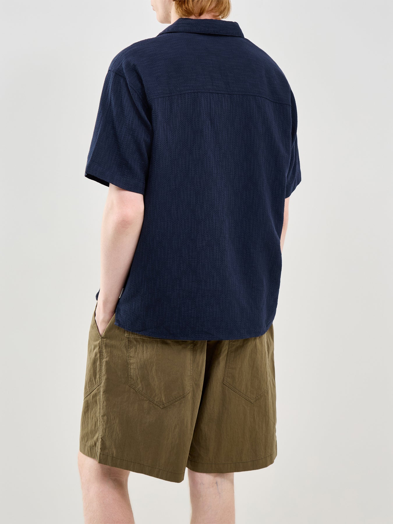 Jormontauk Wavy Texture Short Sleeve Shirt Navy