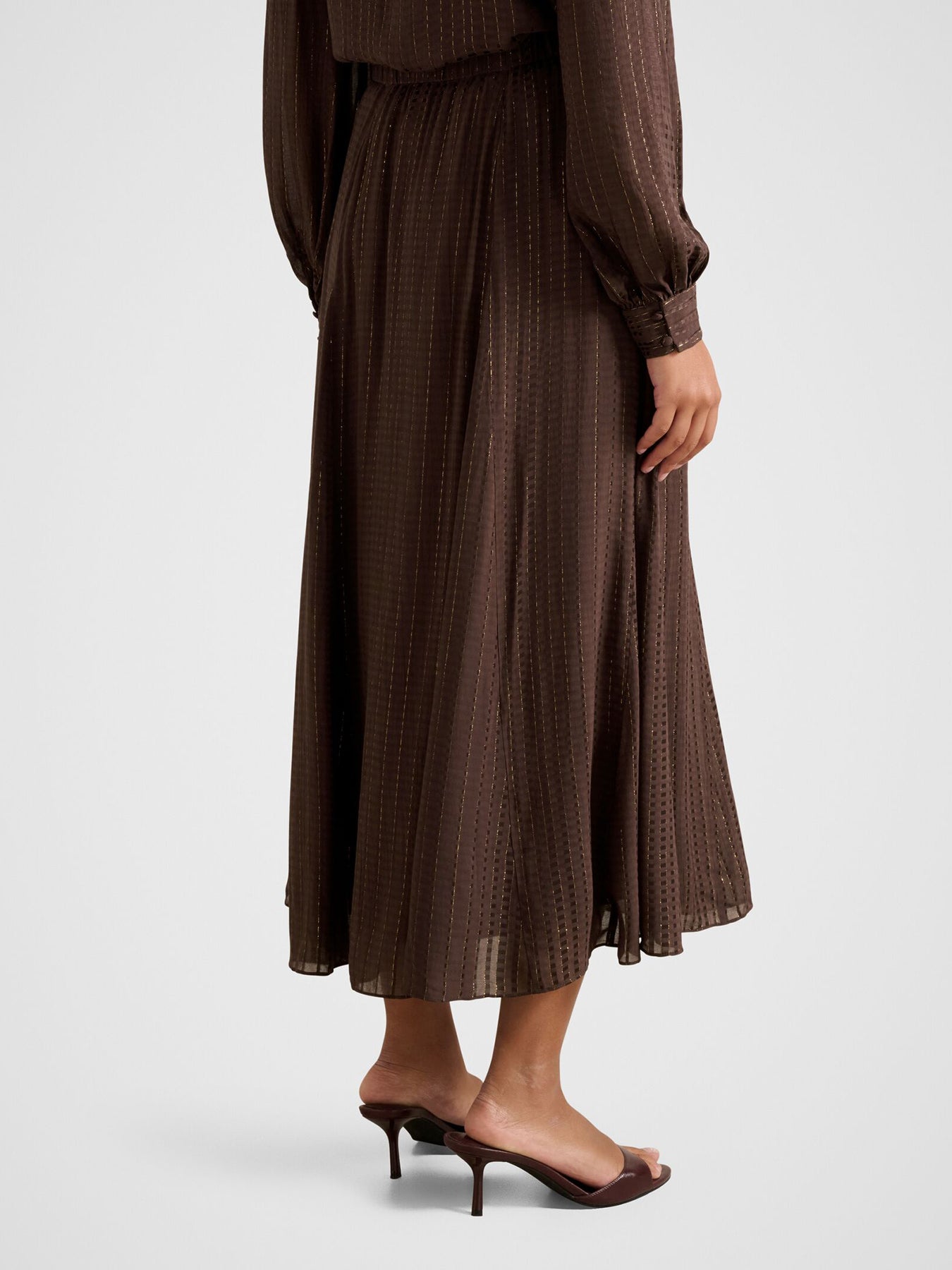 Preslee Godet Midi Skirt Brown