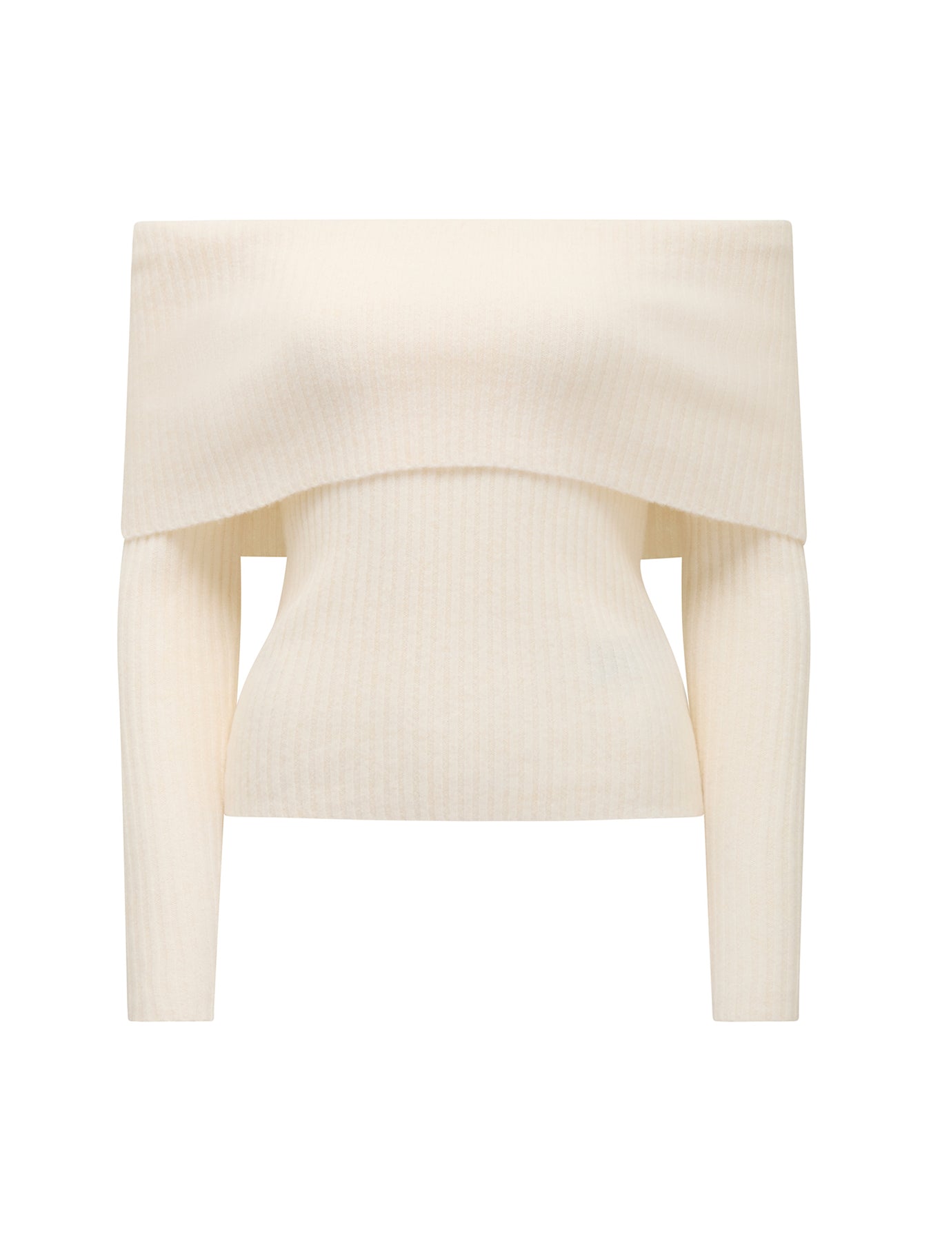 Ashley Ribbed Bardot Top Beige